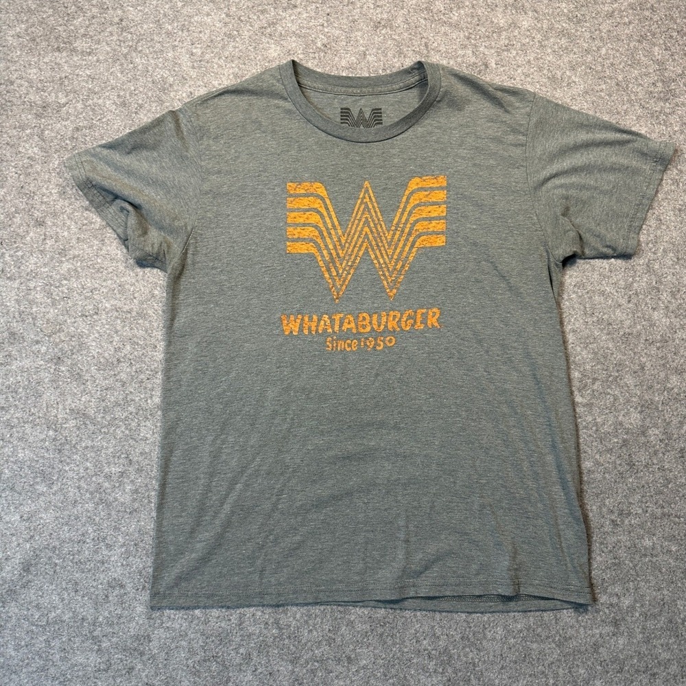 Whataburger Mens Graphic T-Shirt Large Gray Orange Flying W Logo Since 1950 Tee